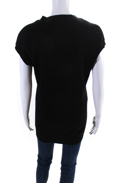 Vince Womens Cashmere V-Neck Sleeveless Button Up Sweater Blouse Black Size XS