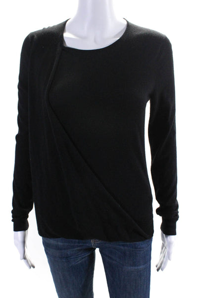 Theory Womens Wool Blend Knit Round Neck Pullover Sweater Top Black Size S