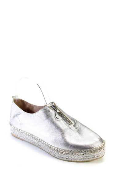 Ateliers Womens Metallic Round Toe Zip Up Platform Espadrilles Silver Size 39 9