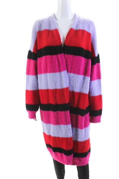 House of Harlow 1960 x Revolve Womens Stripe Cardigan Sweater Purple Pink Medium