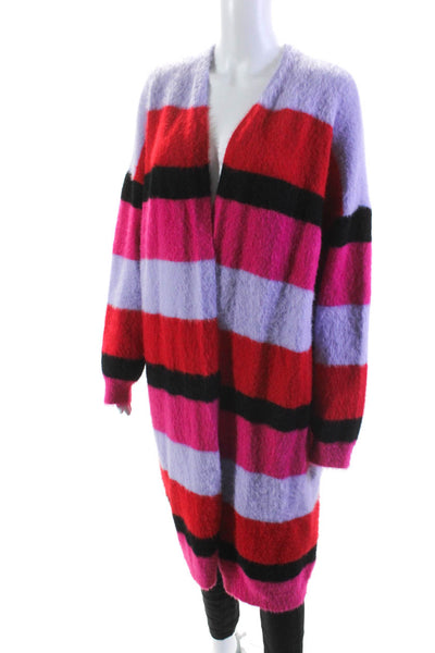 House of Harlow 1960 x Revolve Womens Stripe Cardigan Sweater Purple Pink Medium