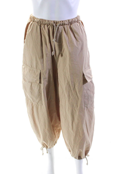 Stateside Womens High Rise Drawstring Cargo Pants Brown Cotton Size Extra Small