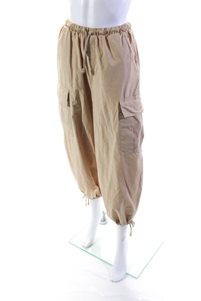 Stateside Womens High Rise Drawstring Cargo Pants Brown Cotton Size Extra Small