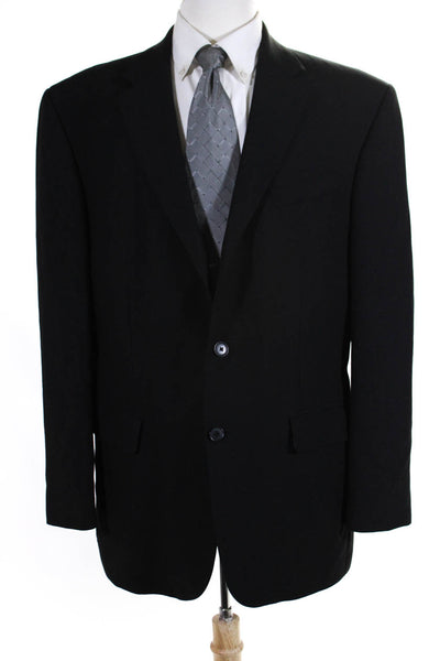 Oscar de la Renta Men's Collared Long Sleeves Lined Jacket Black Size 44