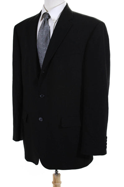 Oscar de la Renta Men's Collared Long Sleeves Lined Jacket Black Size 44