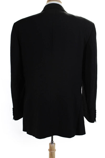 Oscar de la Renta Men's Collared Long Sleeves Lined Jacket Black Size 44