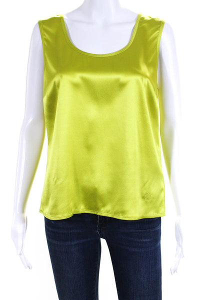 Feraud Womens Silk Sleeveless Pullover Tank Top Citrus Lime Green Size 12