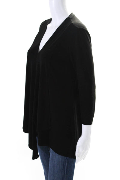 Joseph Ribkoff Womens V-Neck Long Sleeve Hanky Hem Blouse Top Black Size 4