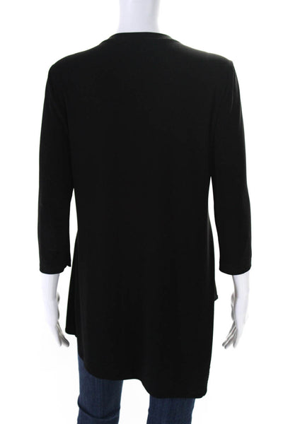 Joseph Ribkoff Womens V-Neck Long Sleeve Hanky Hem Blouse Top Black Size 4