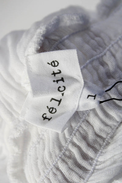 Felicite Womens Sleeveless Smocked A Line Mini Dress White Cotton Size 1
