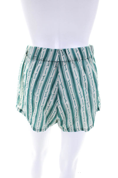 Diza Gabo Womens Elastic Waistband Striped Short Shorts Green White Size S/M