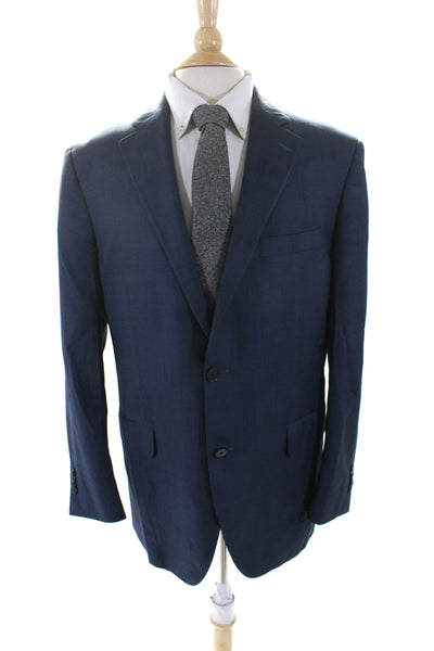 Peter Millar Mens Darted Collared Buttoned Long Sleeve Blazer Blue Size EUR44