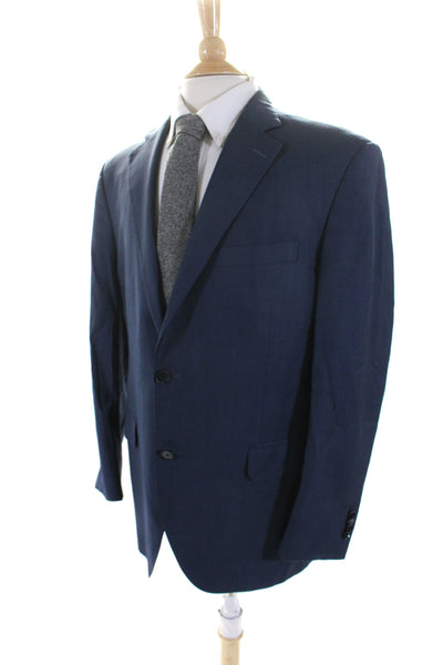 Peter Millar Mens Darted Collared Buttoned Long Sleeve Blazer Blue Size EUR44