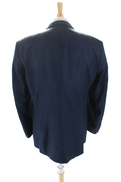 Peter Millar Mens Darted Collared Buttoned Long Sleeve Blazer Blue Size EUR44