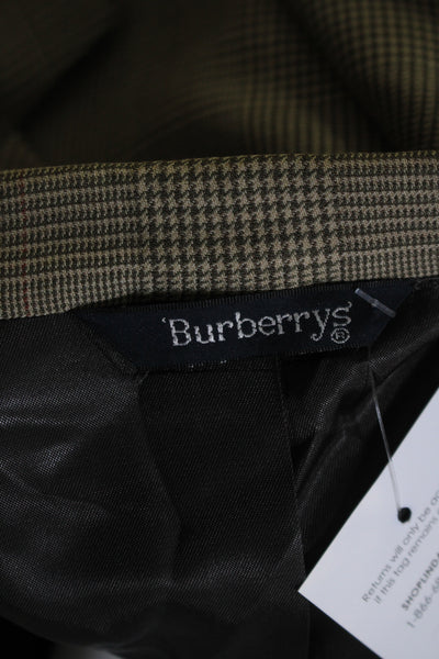 Burberry Mens Wool Houndstooth Striped Buttoned Blazer Jacket Tan Size EUR44