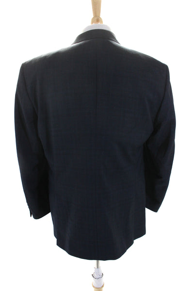 Peter Millar Mens Striped Print Buttoned Darted Collared Blazer Navy Size EUR44