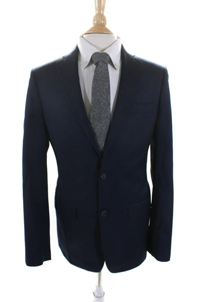 Michael Kors Mens Wool Darted Collared Button Long Sleeve Blazer Navy Size EUR38