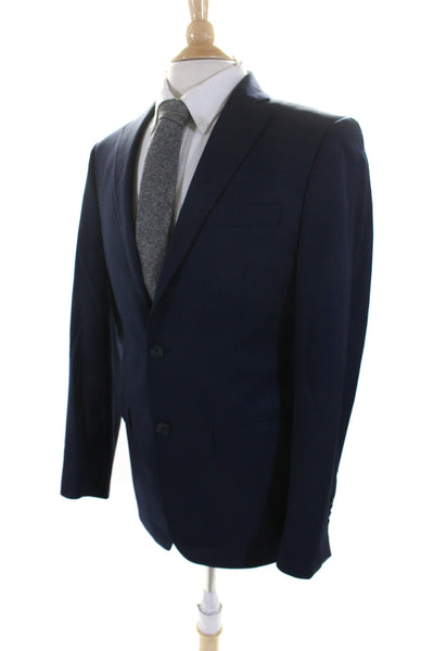 Michael Kors Mens Wool Darted Collared Button Long Sleeve Blazer Navy Size EUR38