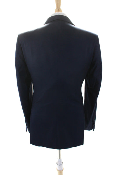 Michael Kors Mens Wool Darted Collared Button Long Sleeve Blazer Navy Size EUR38