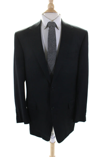 Canali Mens Wool Darted Collared Buttoned Long Sleeve Blazer Black Size EUR56