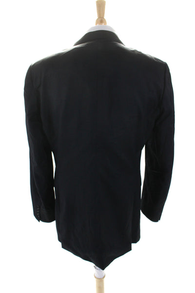 John Varvatos Mens Wool Darted Collar Button Long Sleeve Blazer Black Size EUR39