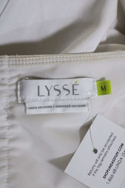 Lysse Womens Elastic Waist Slip-On Casual Athletic Leggings White Size M