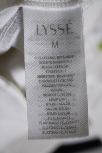 Lysse Womens Elastic Waist Slip-On Casual Athletic Leggings White Size M