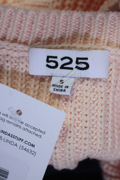 525 Womens Thick Knit Puff Sleeve V Neck Sweater Light Orange Size Small