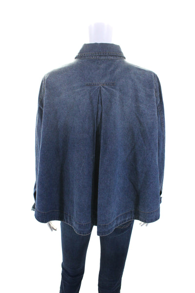 Current Air Womens Long Sleeve Denim Snap Shirt Jacket Blue Size Medium