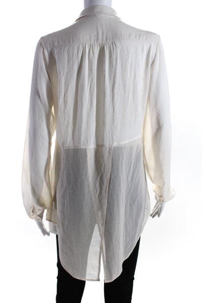 Free People Womens Long Sleeves Button Down Blouse Ivory White Size Small