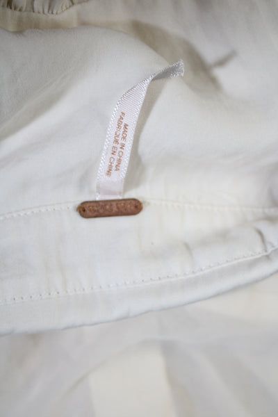 Free People Womens Long Sleeves Button Down Blouse Ivory White Size Small