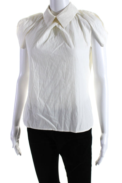 Asli Pekcetin Womens Tie Collar Crew Neck Sleeveless Tank Top White Size Small