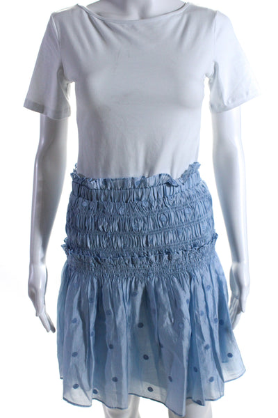 Current Air Womens Polka Dot Smocked A Line Skirt Sky Blue Size Medium