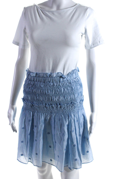 Current Air Womens Polka Dot Smocked A Line Skirt Sky Blue Size Medium