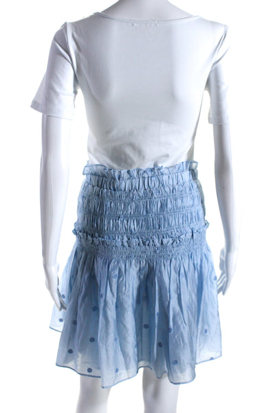 Current Air Womens Polka Dot Smocked A Line Skirt Sky Blue Size Medium