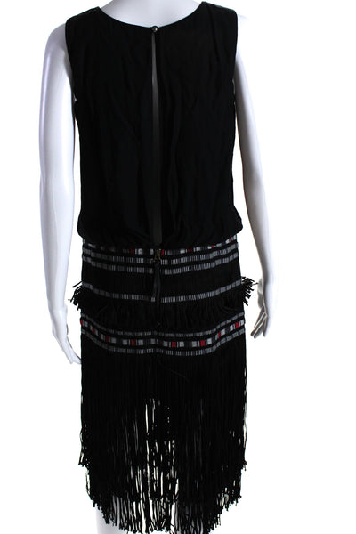 Twelfth Street by Cynthia Vincent Womens Fringe A Line Dress Black Size 4