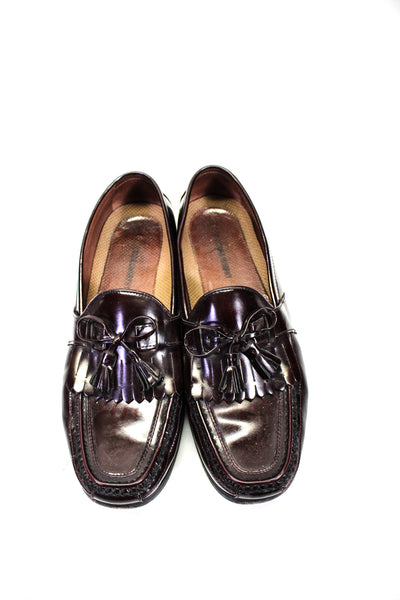 Johnston & Murphy Mens Leather Square Apron Toe Tassel Loafers Brown Size 13