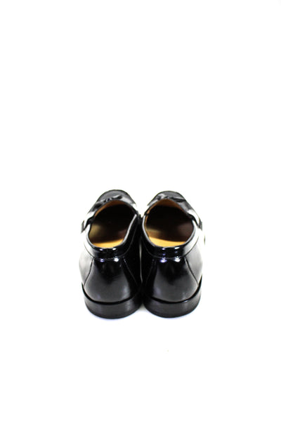 Cole Haan Mens Patent Leather Tassel Textured Apron Toe Loafers Black Size 13