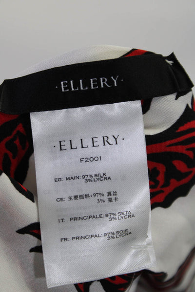 Ellery Womens Silk Floral Print Tie Closure Wide Belt Scarf White Bright Red