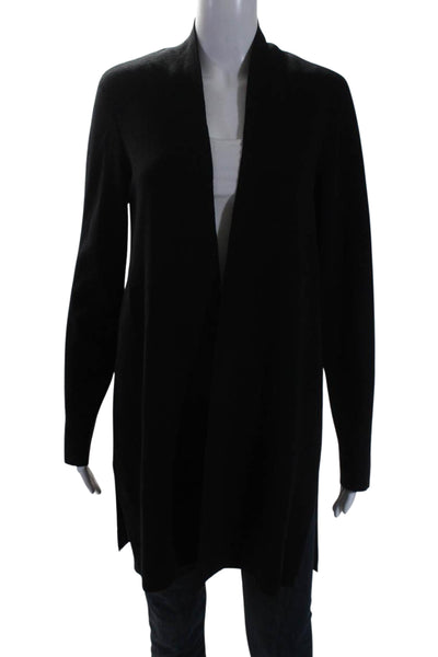 Eileen Fisher Women's Long Sleeves Open Front Cardigan Sweater Black Size M