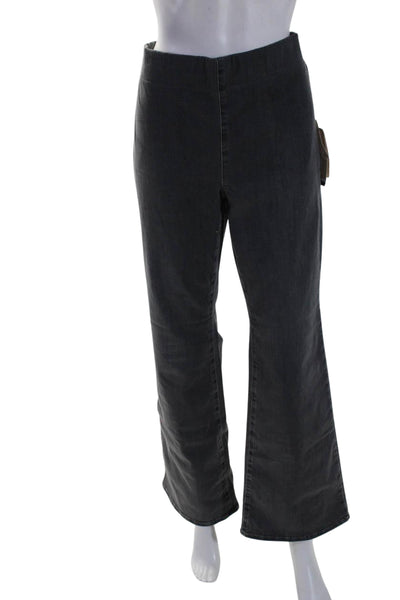 NYDJ Women's Elastic Pull-On Pockets Straight Leg Denim Pants Black Size 12