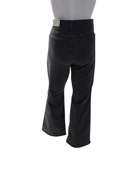 NYDJ Women's Elastic Pull-On Pockets Straight Leg Denim Pants Black Size 12