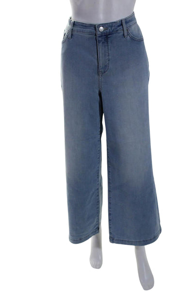 NYDJ Women's High Waist Light Wash Five Pockets Wide Leg Denim Pants Size 14