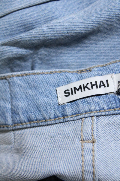 Simkhai Womens Zipper Fly High Rise Straight Leg Cargo Jeans Blue Denim Size 26