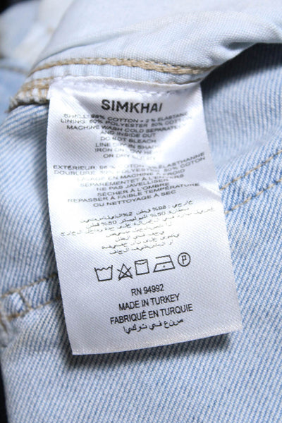 Simkhai Womens Zipper Fly High Rise Straight Leg Cargo Jeans Blue Denim Size 26