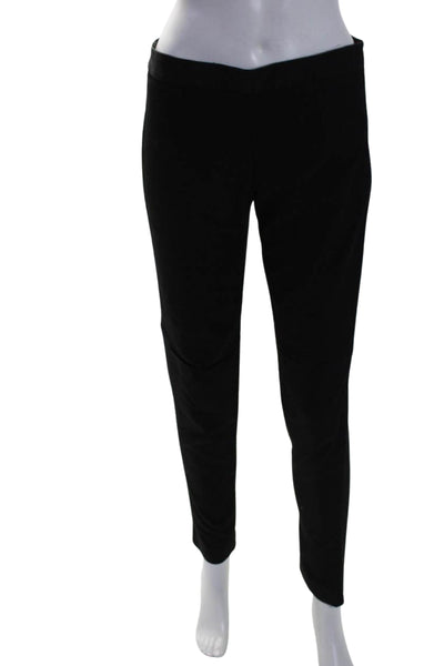 Theory Womens Cotton Blend Flat Front Side Zip Skinny Pants Black Size 4