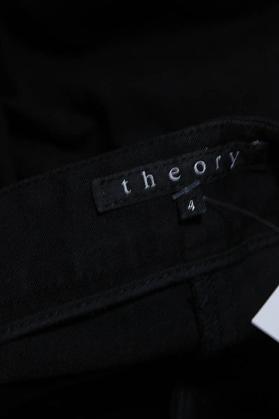 Theory Womens Cotton Blend Flat Front Side Zip Skinny Pants Black Size 4