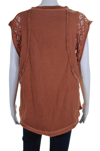 Free People Womens Cotton Embroidered Sleeveless Pullover Top Orange Size XS