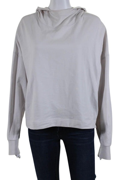 COS Womens Cotton Long Sleeve Pullover Cropped Hoodie Top White Size M