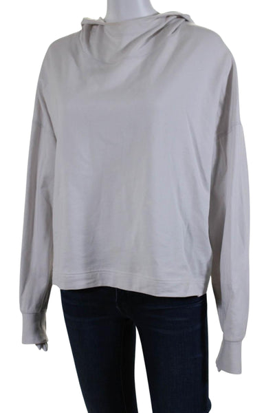 COS Womens Cotton Long Sleeve Pullover Cropped Hoodie Top White Size M